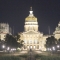 The Iowa Capital under repair at night