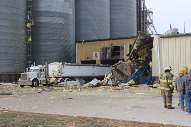Photo: A semi truck sits near the exploded boiler. 