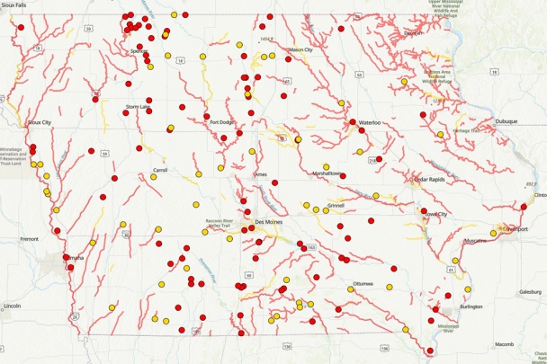 The Iowa Department of Natural Resources maintains an interactive map 